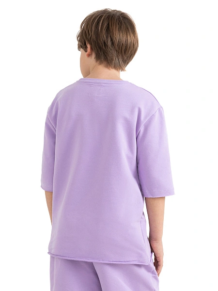 Футболка детская для мальчиков серии Cotton, цвет лаванда, фото 3