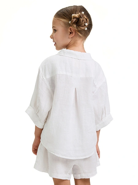 Рубашка для девочки серии LINEN, цвет белый, фото 4