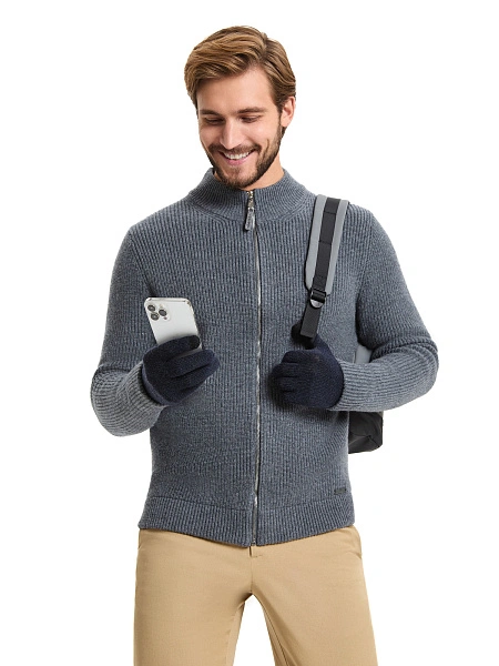 Кардиган мужской на молнии Merino Knitted, цвет графитовый, фото 6