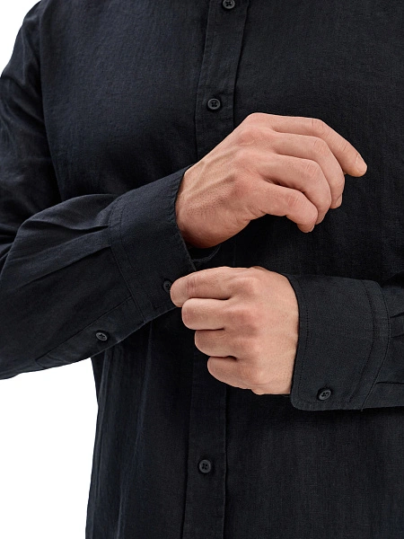 LINEN Рубашка мужская slim, цвет черный, фото 4