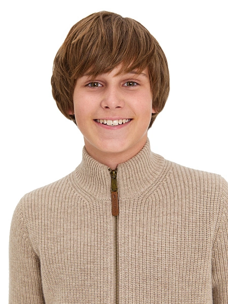 Кардиган шерстяной на молнии для мальчиков-подростков, цвет бежевый, фото 3