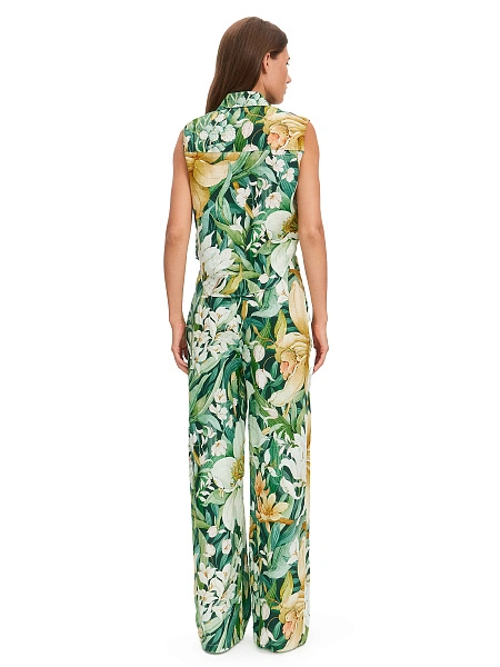 LINEN Брюки женские прямые, цвет паттерн tropical flowers, фото 2