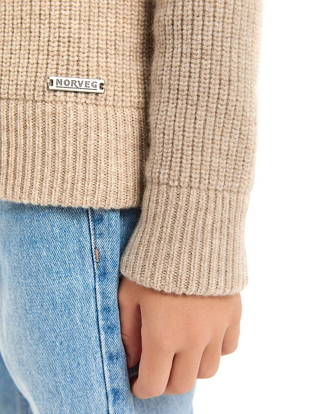 Кардиган шерстяной на молнии для мальчика, цвет бежевый, фото 4