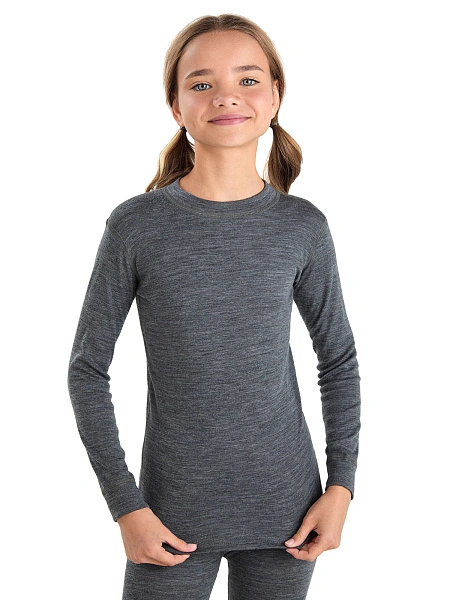 Термофутболка для девочек-подростков серии SOFT. Знак Woolmark, цвет серый меланж, фото 1