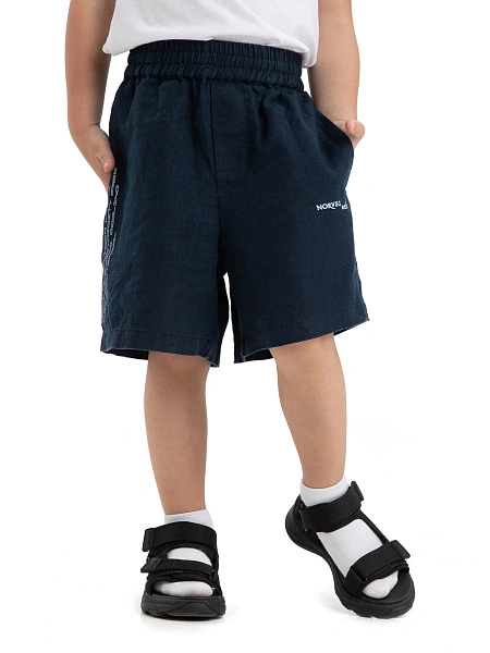 Шорты-бермуды из 100% льна для мальчиков, цвет темно-синий, фото 2