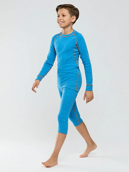 Комплект термобелья для мальчиков серии SPORT WOOL, цвет голубой меланж, фото 3