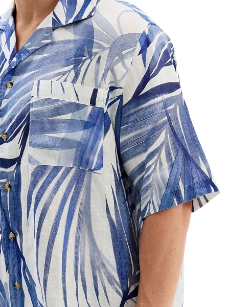 Мужская рубашка LINEN из умягченного льна, цвет паттерн palm leaves, фото 5