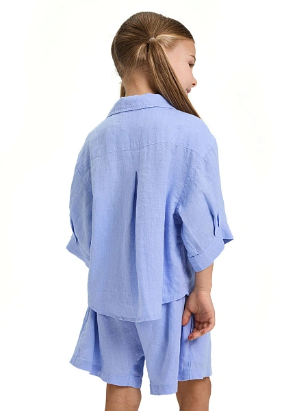 Рубашка для девочки серии LINEN, цвет лаванда, фото 4