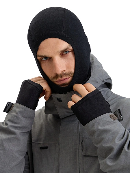 Термобелье балаклава из шерсти мериноса мужская для охоты и рыбалки серии FACE MASK, цвет черный, фото 3