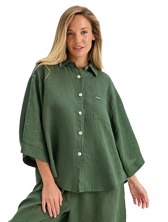 Рубашка женская серии LINEN, цвет олива, фото 1