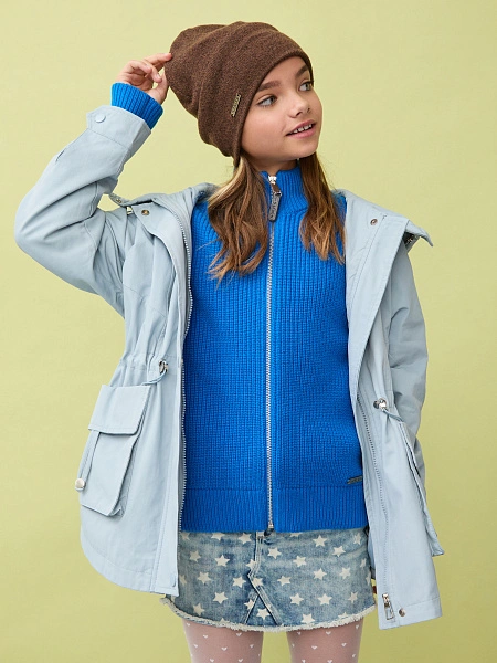 Кардиган из 100% шерсти мериноса на молнии для девочек-подростков, цвет синий, фото 6