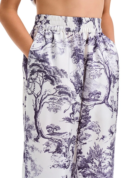 Брюки SILK для девочки прямые, цвет принт светлый toile de jouy, фото 3