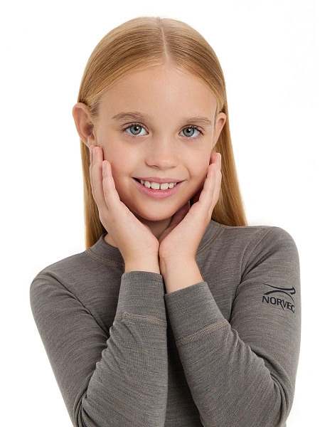 SOFT Комплект термобелья для девочек, цвет серо-бежевый, фото 5