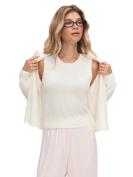Топ трикотажный, цвет молочный, фото 6