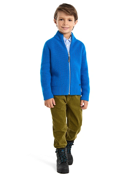 Кардиган шерстяной на молнии для мальчика, цвет синий, фото 2