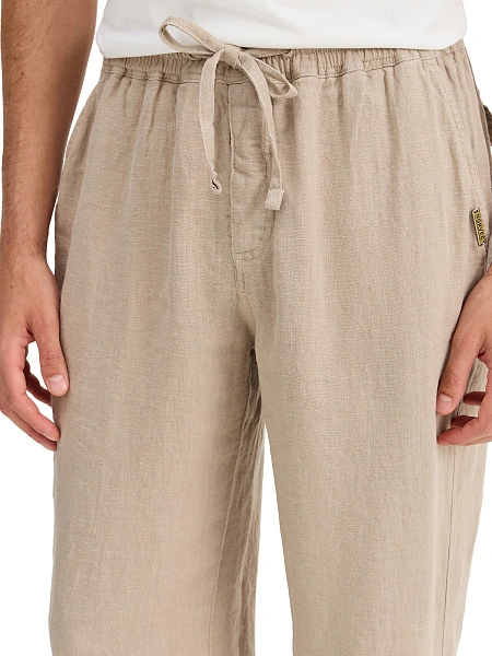 Брюки из 100% льна для мужчин, цвет бежевый, фото 4