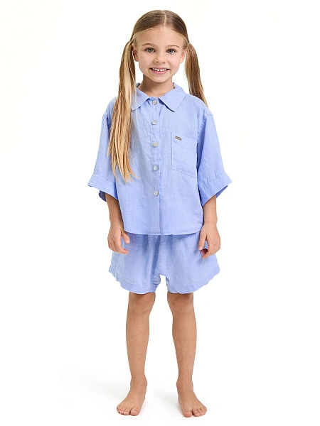 Рубашка для девочки серии LINEN, цвет лаванда, фото 2