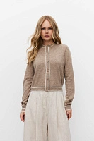 Кардиган на пуговицах с кантом Бежевый меланж
