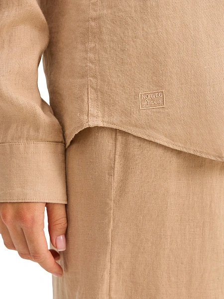 LINEN Рубашка женская slim, цвет песочный, фото 5