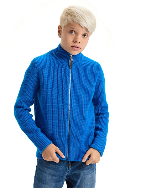 Кардиган шерстяной на молнии для мальчиков-подростков, цвет синий, фото 1