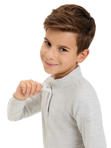 Термобелье фуфайка детская для мальчиков серии "-60°C", цвет жемчуг, фото 4