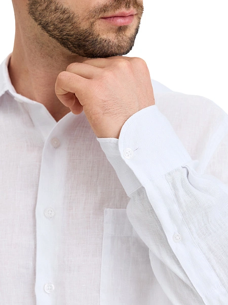 LINEN Рубашка мужская slim, цвет белый, фото 4