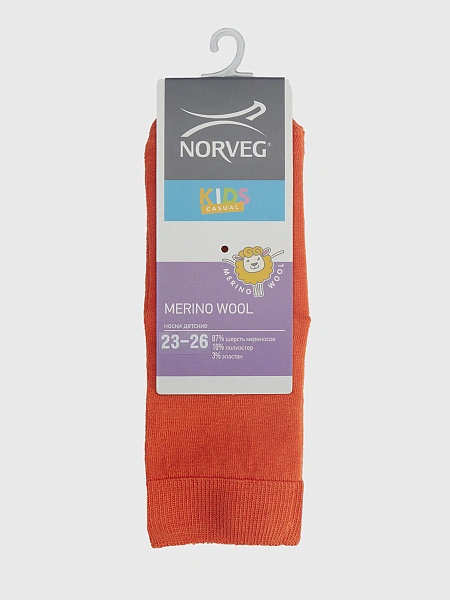 Термоноски детские шерстяные серии MERINO WOOL, цвет оранжевый, фото 4