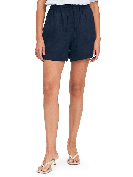 LINEN Шорты женские короткие, цвет темно-синий, фото 4