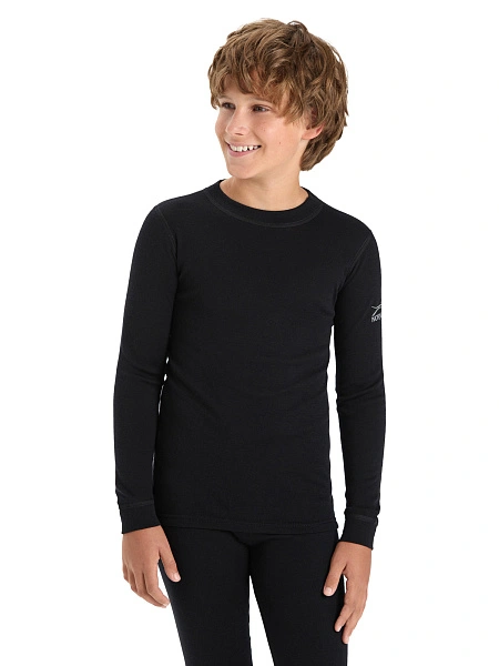 Термофутболка для мальчиков-подростков серии SOFT. Знак Woolmark, цвет черный, фото 1