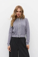 Кардиган на пуговицах с кантом Серый меланж