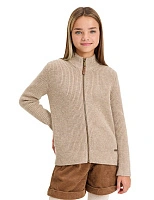 Кардиган из 100% шерсти мериноса на молнии для девочек-подростков Бежевый