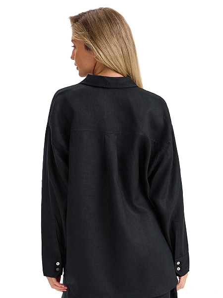 LINEN Рубашка женская oversize, цвет черный, фото 2