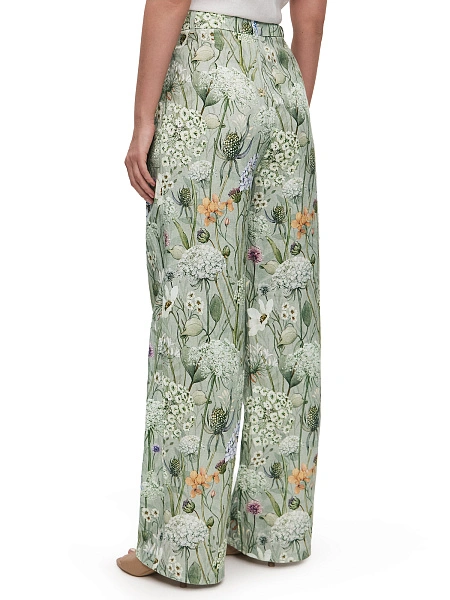 LINEN Брюки женские прямые, цвет шалфей, паттерн wild flowers, фото 4