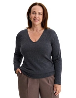 Merino Base Джемпер женский V-вырез plus size Антрацит