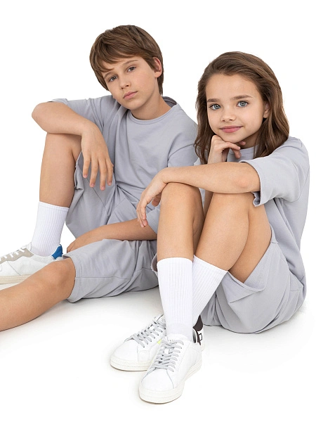 Футболка детская для мальчиков серии Cotton, цвет светло-серый, фото 6