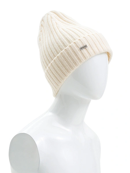 Шерстяная шапка  с отворотом, цвет белый, фото 1