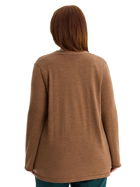 Merino Base Кардиган женский plus size, цвет серо-коричневый, фото 2