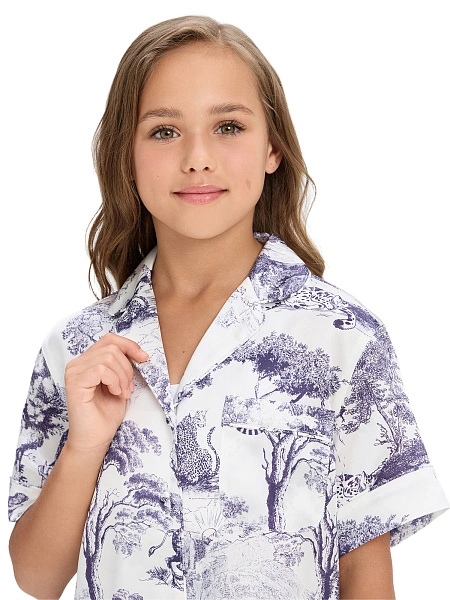 Пижама для девочки SILK (жакет+шорты), цвет принт светлый toile de jouy, фото 3