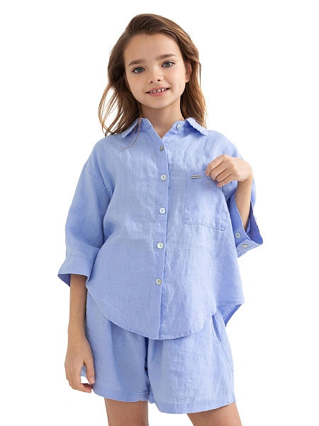 Рубашка для девочек-подростков серии LINEN, цвет лаванда, фото 1