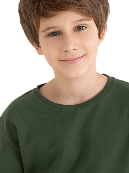 Футболка детская для мальчиков серии Cotton, цвет олива, фото 3