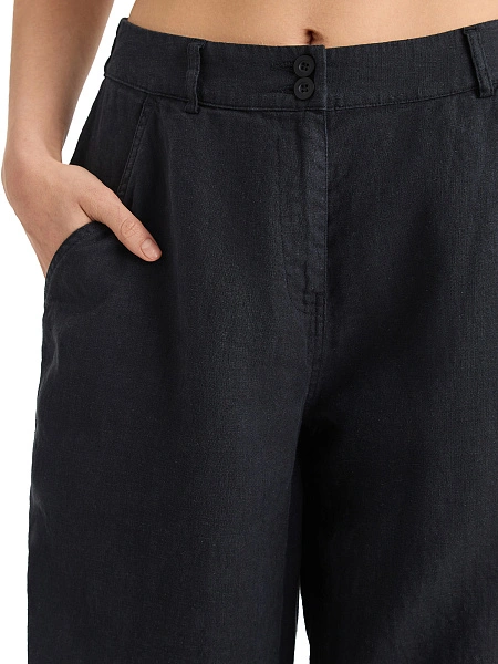 Брюки женские с карманами серии LINEN, цвет черный, фото 4