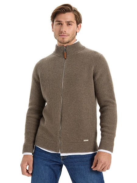 Кардиган мужской на молнии Merino Knitted, цвет коричневый, фото 2