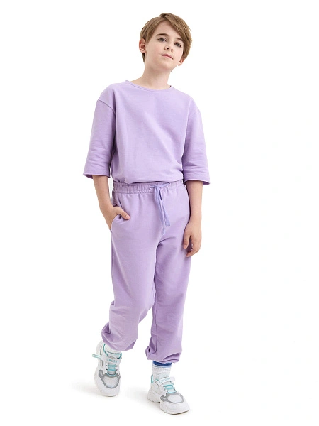 Брюки-джоггеры детские для мальчиков серии Cotton, цвет лаванда, фото 1