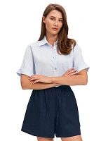 LINEN Шорты женские короткие Темно-синий