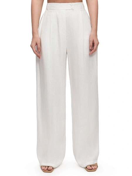 LINEN Брюки женские base, цвет белый, фото 3