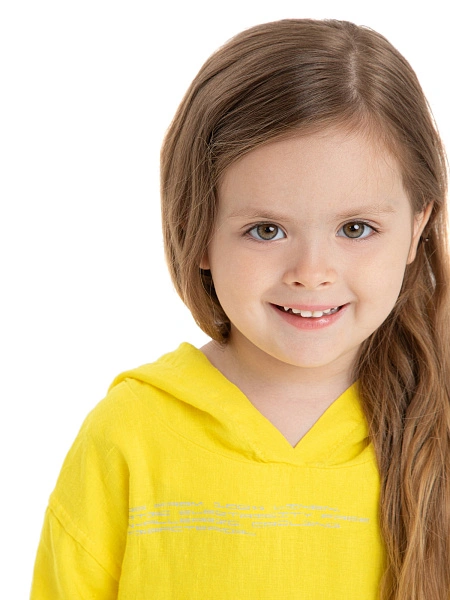 Худи из 100% льна для девочек, цвет желтый, фото 3