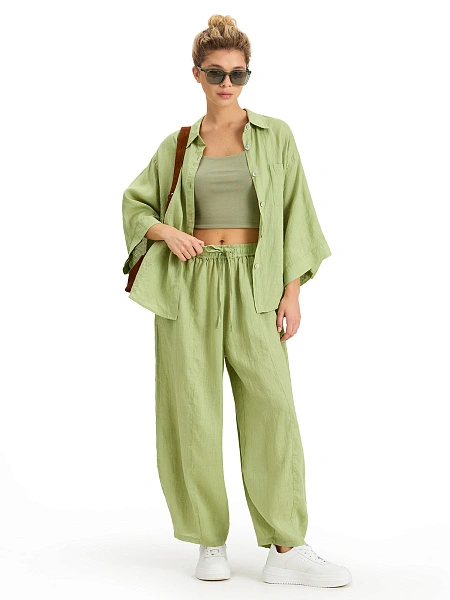Брюки женские "baggy" серии LINEN, цвет фисташковый, фото 5