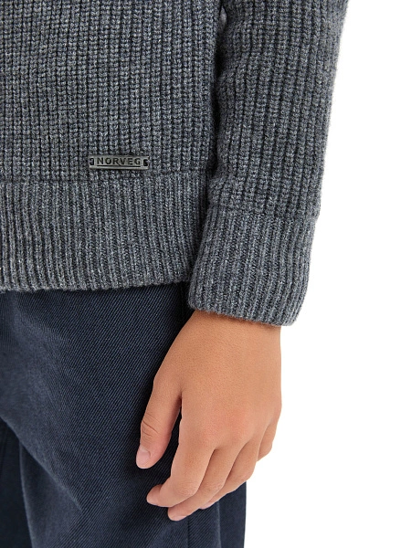 Кардиган шерстяной на молнии для мальчика, цвет графитовый, фото 4