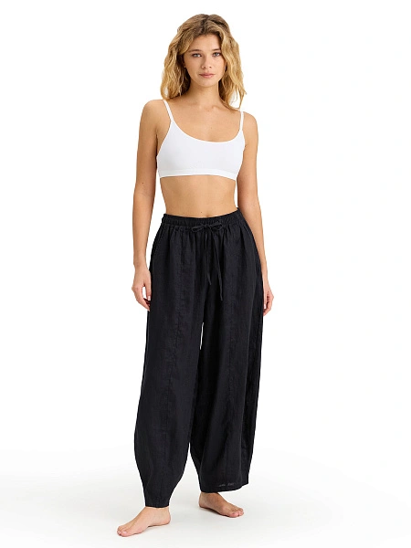 Брюки женские "baggy" серии LINEN, цвет черный, фото 1