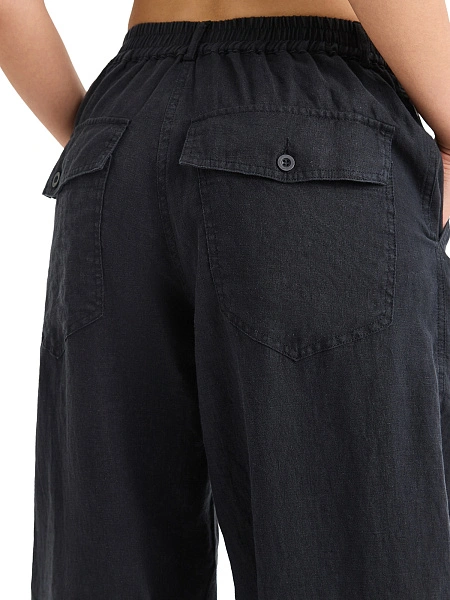 Брюки женские с карманами серии LINEN, цвет черный, фото 5